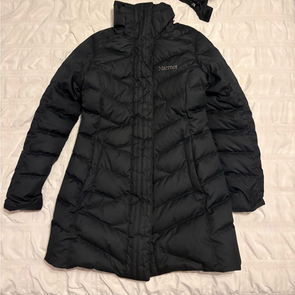 Long Marmont puffer jacket with detachable hood size small